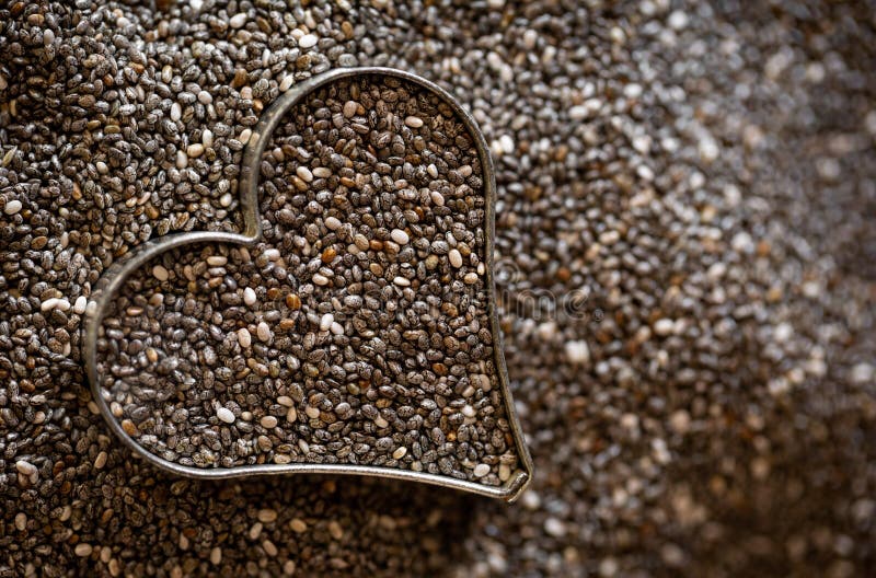 Organic Chia Seed in a Heart Shape Stock Photo Image of heart, supplement 179037080