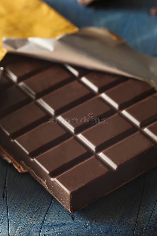 Organic Dark Chocolate Candy Bar Stock Image Image of broken, square