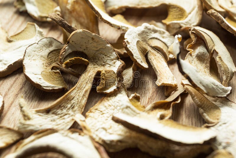 Organic Dried Mushrooms, Closeup Stock Image Image of brown