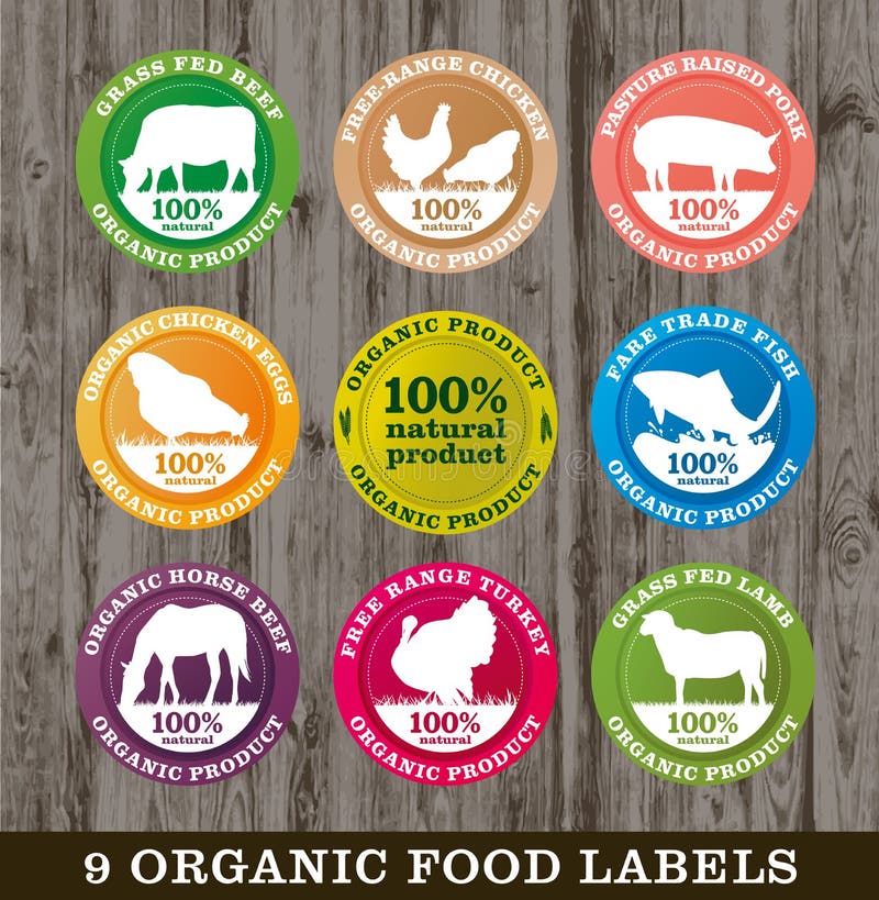 Organic food labels, image stock illustration. Illustration of design -  32657518