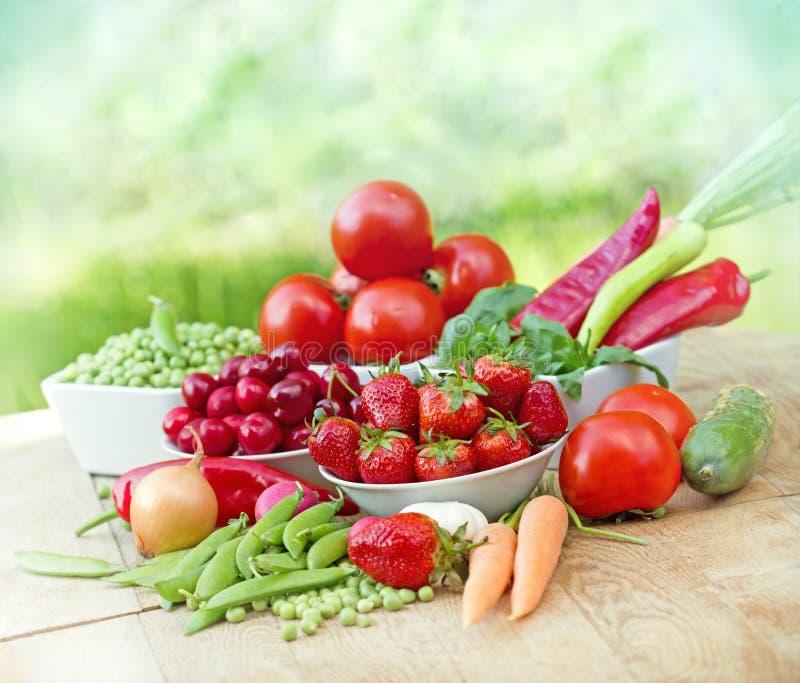 Organic fruits and vegetables