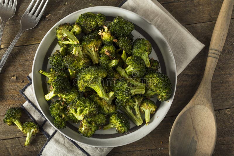 Organic Green Roasted Broccoli Florets Stock Image Image of healthy