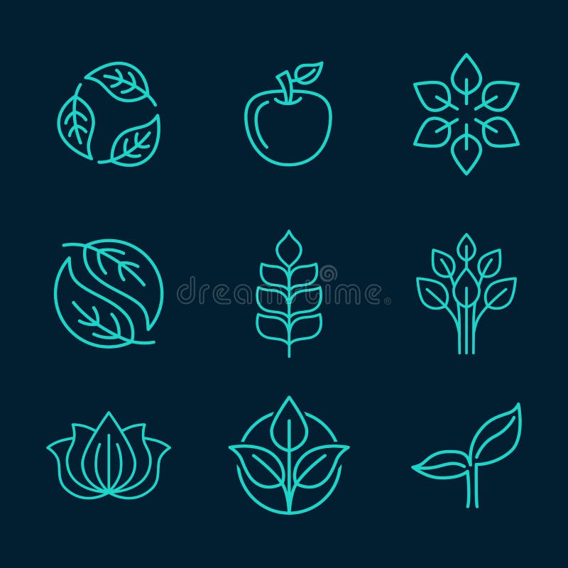 Download Organic Icons In Outline Style Stock Vector - Illustration ...