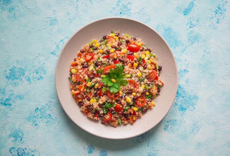 Organic Mexican Black Bean Corn Quinoa Salad. Stock Image - Image of ...