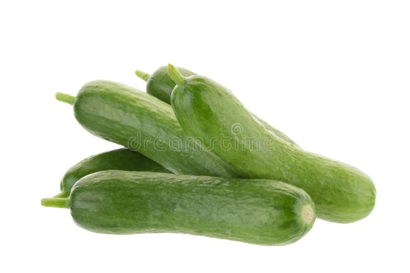 Organic Mini Baby Cucumbers isolated on white background