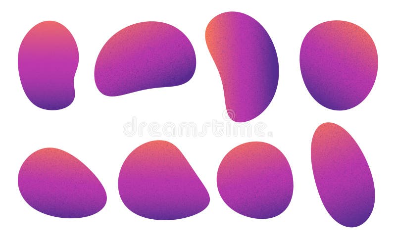 Organic shape form blob gradient texture abstract graphic element. Set of abstract organic forms liquid shapes. Vector illustration in gradient colors.