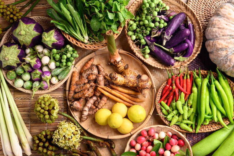 Organic Southeast Asian Vegetables And Spices From Local Farmer Market