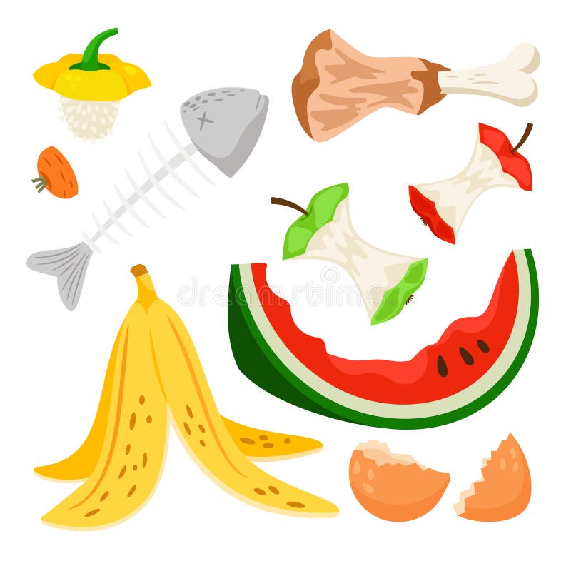 Cartoon Organic Garbage. Illustration for Organic Waste, Zero Waste Theme and Modern Environmental Problem. Colored Flat Icons, Stock Vector - Illustration of meat, design: 134655406 Cartoon Organic Garbage. Illustration for Organic Waste, Zero Waste Theme and Modern Environmental Problem. Colored Flat Icons, Stock Vector - Illustration of meat, design: 134655406