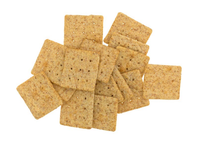 Organic Whole Wheat Crackers Isolated on a White Background Stock Image