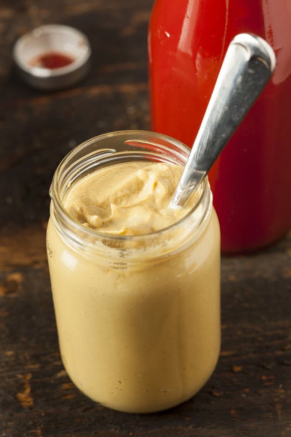 Organic Yellow Mustard Condiment Stock Image Image of glass, dressing
