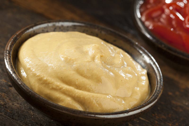 Organic Yellow Mustard Condiment Stock Image Image of food, glass