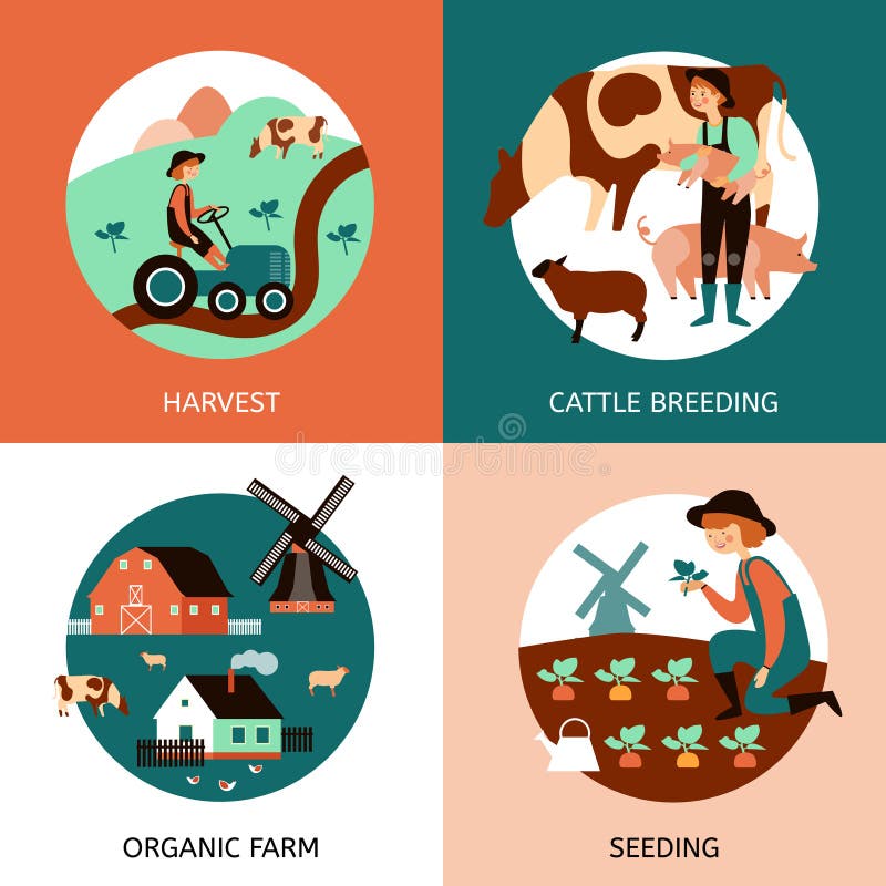 Organicznie 4 gospodarstwa rolnego ikon Płaski sztandar ilustracja wektor Organicznie 4 gospodarstwa rolnego ikon Płaski sztandar ilustracja wektor