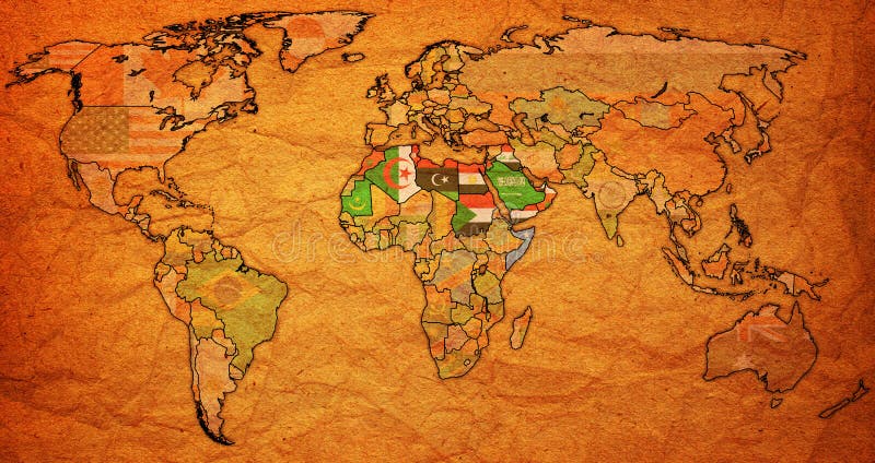 Organisationsgebiet der Arabischen Liga auf der Weltkarte
