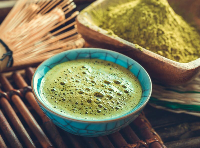 Organische Groene Matcha-Thee royalty-vrije stock foto Organische Groene Matcha-Thee royalty-vrije stock foto