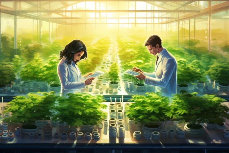Organic laboratory testing for plant quality. Agricultural innovation in plant breeding. AI generated. Organic laboratory testing for plant quality. Agricultural innovation in plant breeding. AI generated