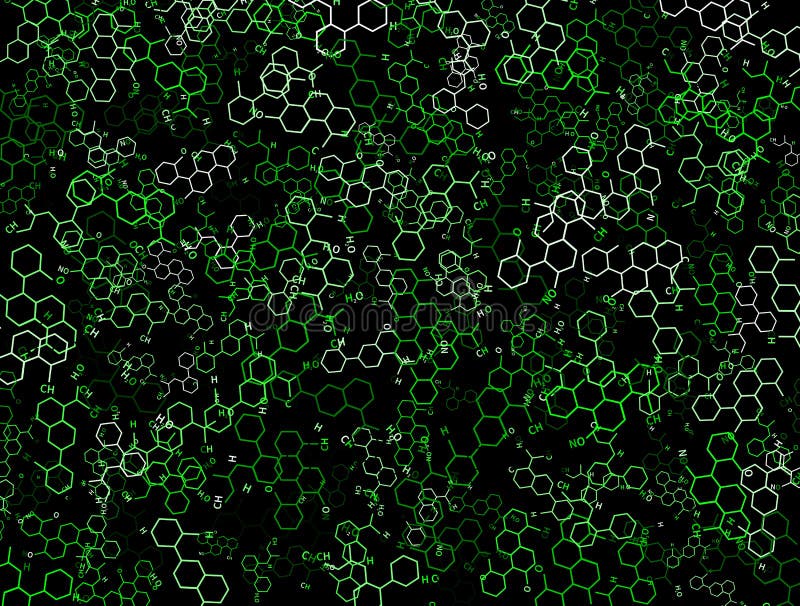 Organische van chemiesymbolen groene textuur als achtergrond