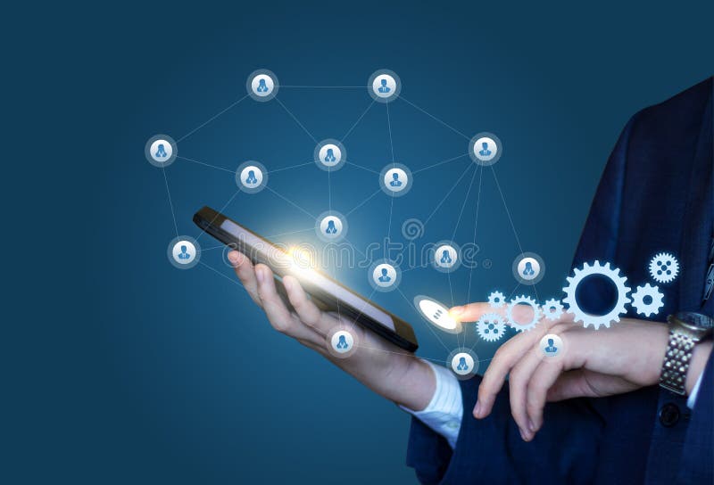 Organization and Execution of work using the social network vector illustration