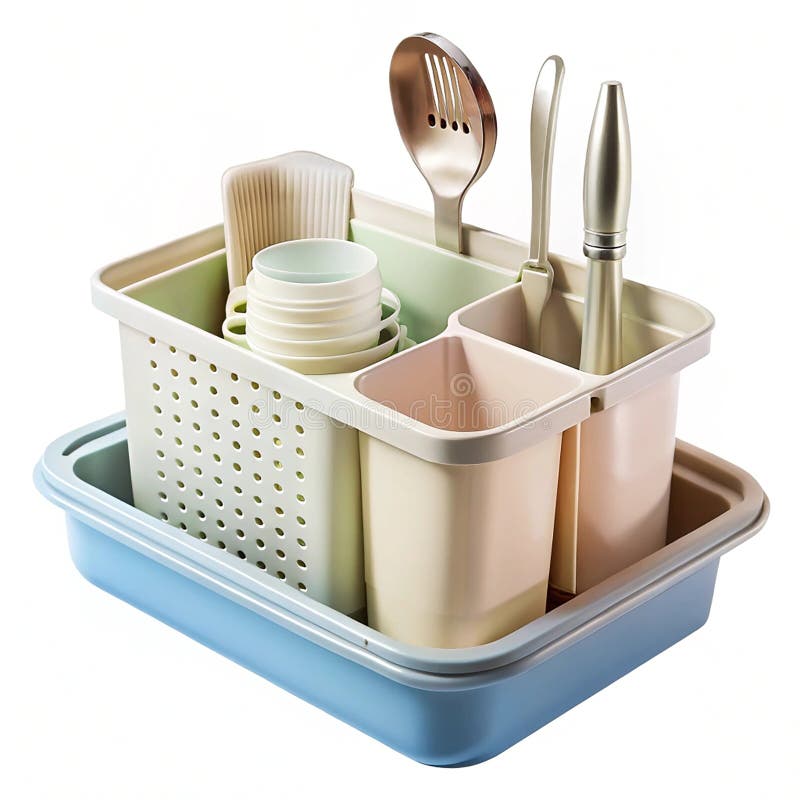 Organizator chiuvetă de bucătărie din plastic cu compartimente vector illustration