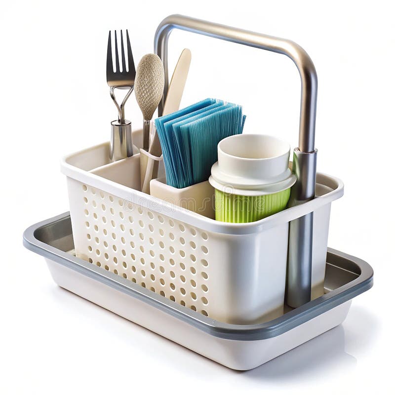 Organizator chiuvetă de bucătărie din plastic cu compartimente royalty free illustration