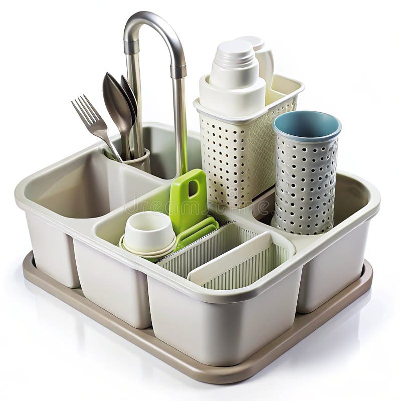 Organizator chiuvetă de bucătărie din plastic cu compartimente vector illustration