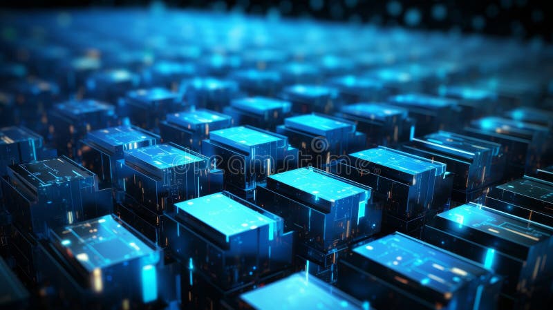 Organized array of data storage drives in a server room for efficient data management royalty free stock images