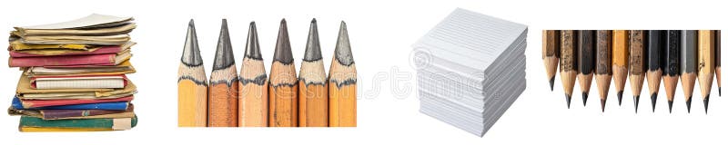 Organized Chaos A Composition of Documents Pencils and Paper on a Clean White Backdrop royalty free illustration