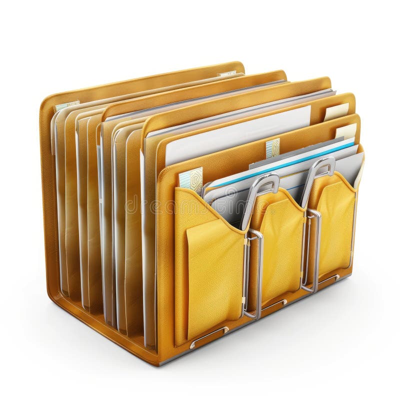 Golden Expanding File Folder with Documents Organized Storage for Important Papers royalty free illustration