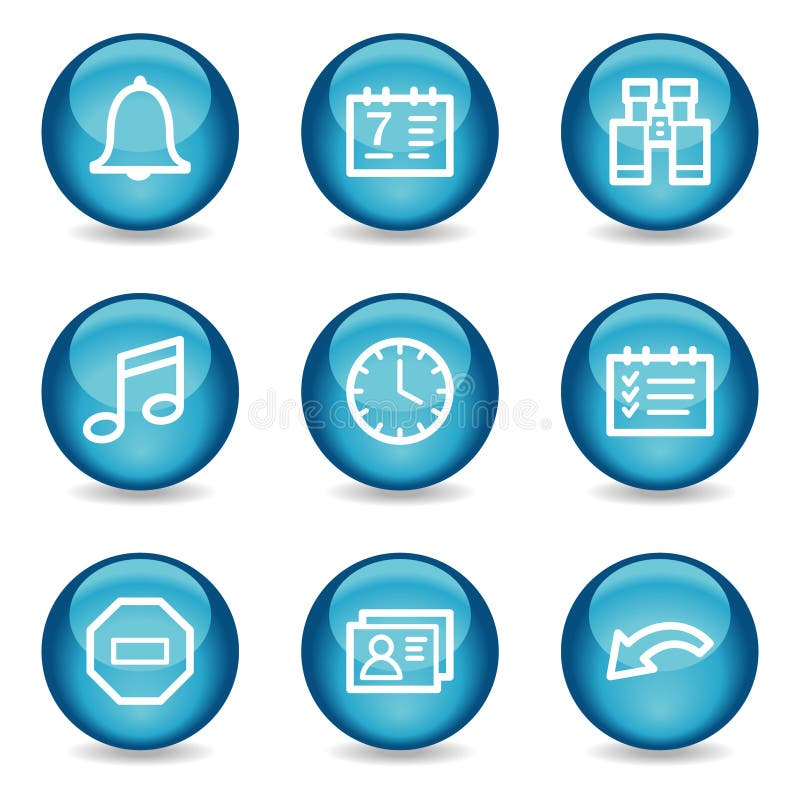 Organizer web icons, blue glossy sphere series stock illustration Organizer web icons, blue glossy sphere series stock illustration