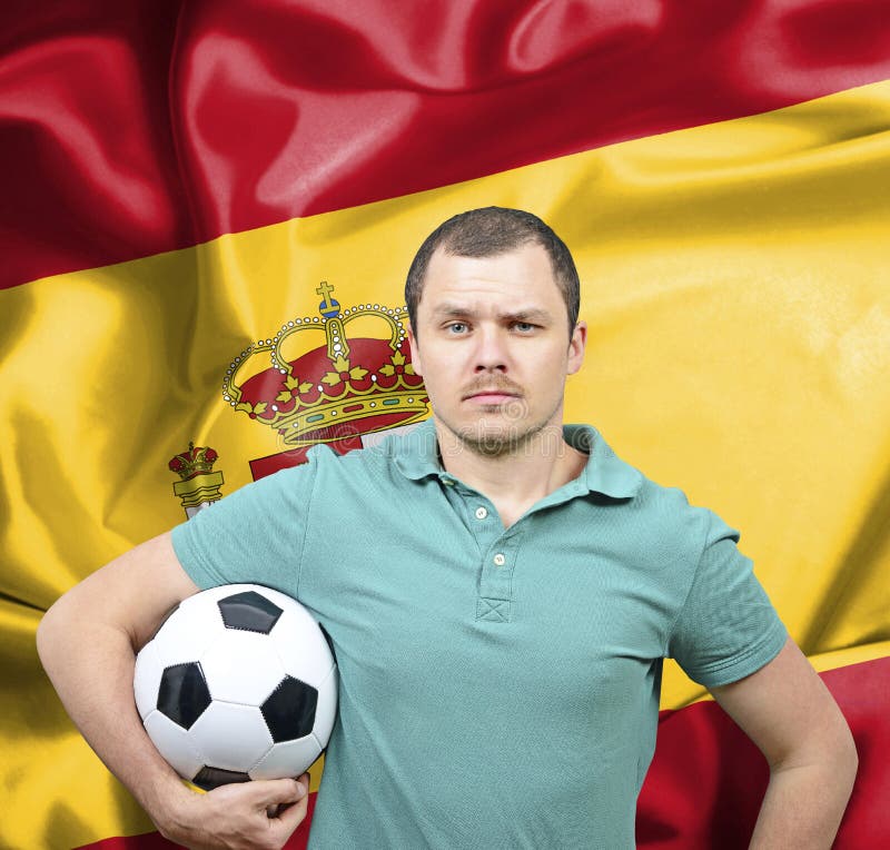 Orgulloso hincha de fútbol de España fotos de archivo Orgulloso hincha de fútbol de España fotos de archivo