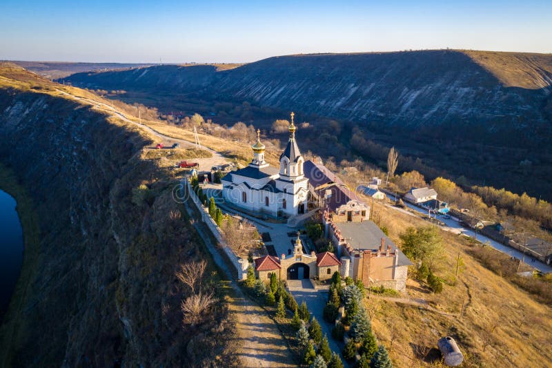 Orheiul Vechi Old Orhei Orthodox Church in Moldova Republic situated on top of a hill