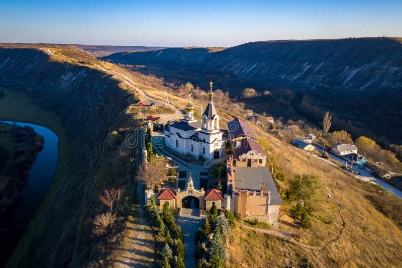 Orheiul Vechi Old Orhei Orthodox Church in Moldova Republic on top of a hill