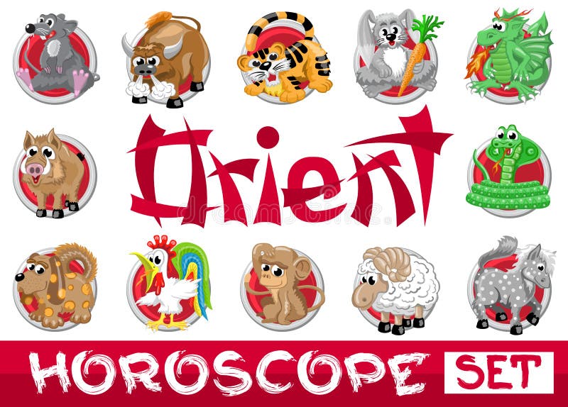 Orient horoscope set stock vector. Illustration of animal - 80150915