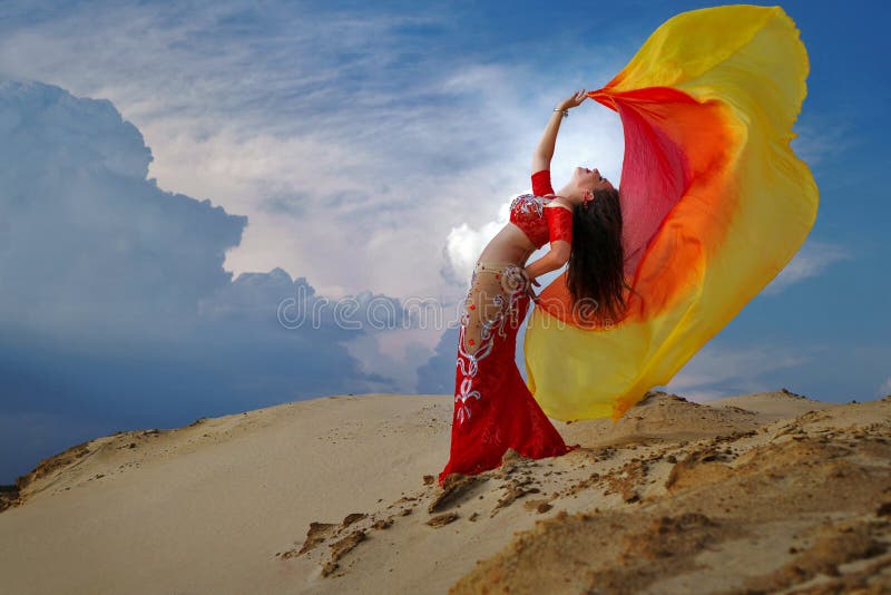 Oriental Beauty Belly Dancing Outdoors Stock Image - Image of beauty ...