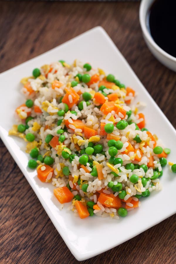 Oriental Cantonese Rice. Basmati Rice with Green Peas, Eggs and Carrots