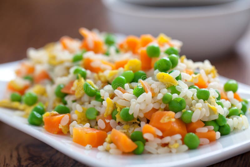 Oriental Cantonese Rice. Basmati Rice with Green Peas, Eggs and Carrots