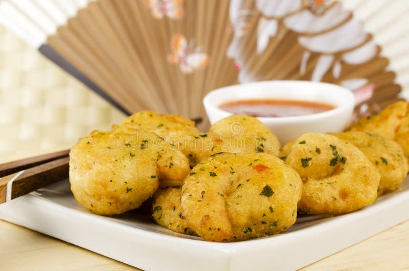 Oriental Deep Fried Battered King Prawns Stock Photo Image of chinese