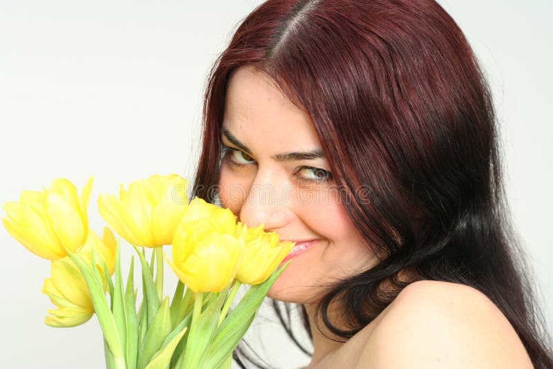 Oriental girl with flowers