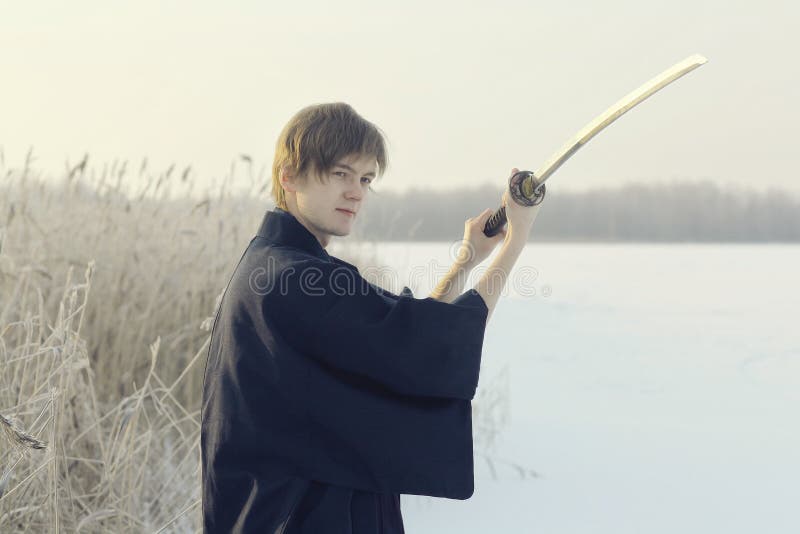 Oriental Martial Arts Warrior at Winter Training Stock Photo Image of