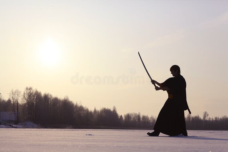 Oriental Martial Arts Warrior at Winter Training Stock Photo Image of