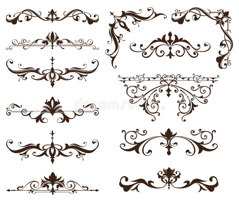 Oriental ornaments borders decorative elements with corners curls Arab and Indian patterns and frame