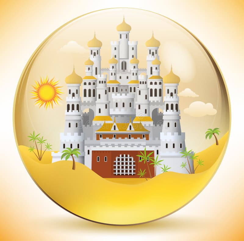 Oriental palace in the glass sphere