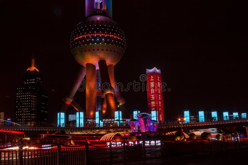 Oriental Pearl Tower and buildings in Pudong is modern district of Shanghai stock photo Oriental Pearl Tower and buildings in Pudong is modern district of Shanghai stock photo