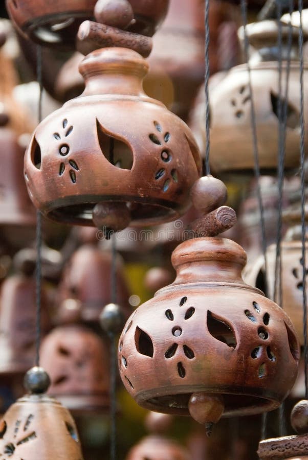 Oriental pottery bells stock image. Image of brown, tourism 10725785