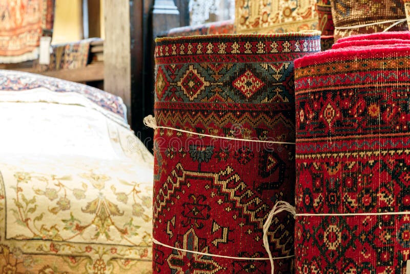 Oriental Carpets at the Moroccan Market Stock Image Image of pattern