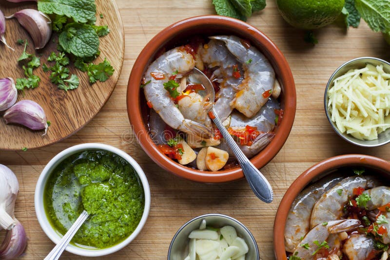 Oriental Style Marinated King Prawns in Lime, Chili Garlic and Mint