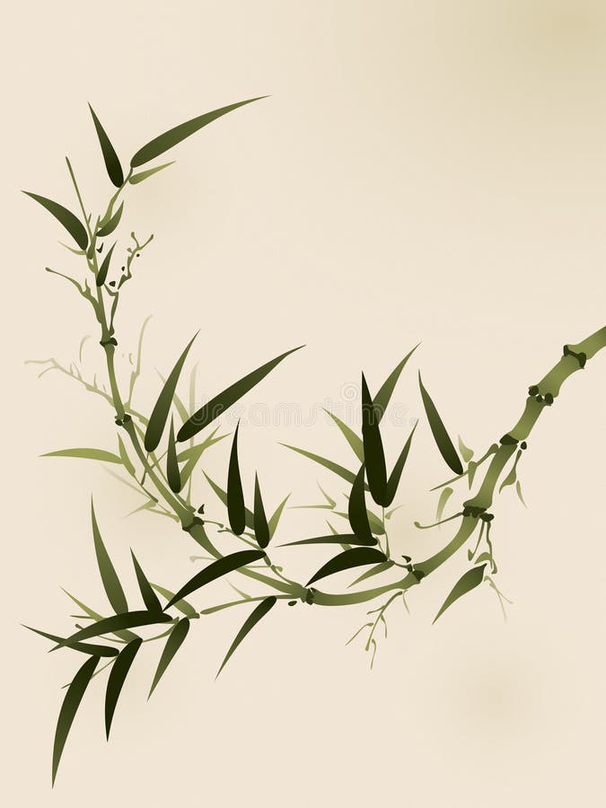 Oriental style painting, bamboo branches royalty free illustration Oriental style painting, bamboo branches royalty free illustration