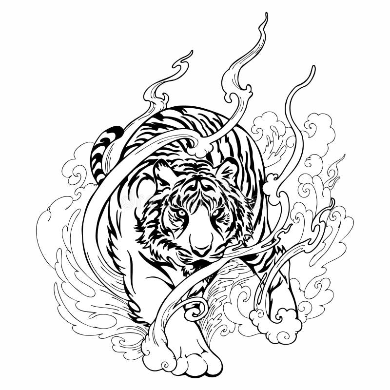 Tiger tattoo located on the forearm, illustrative