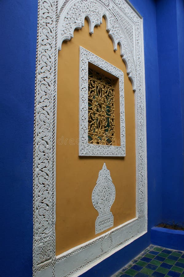 Orientalische Blaue Wand, Marrakesch Stockbild Bild von