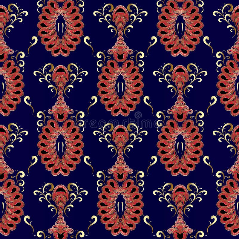 Orientalisk paisley för tappning sömlös modell Vektormörker - blåa flor vektor illustrationer Orientalisk paisley för tappning sömlös modell Vektormörker - blåa flor vektor illustrationer
