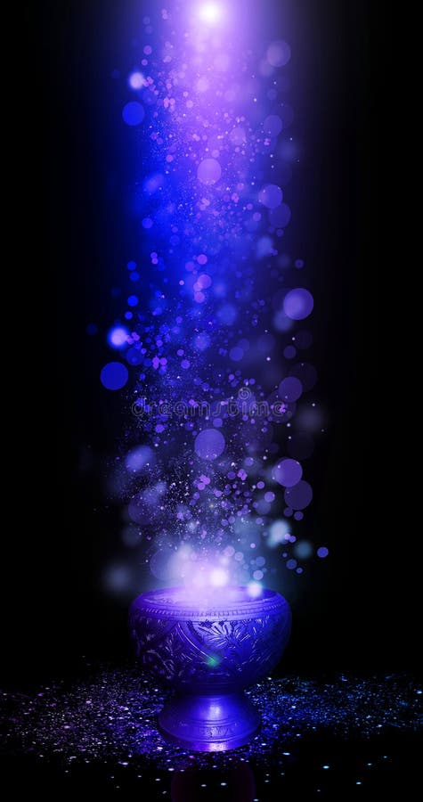 Orientalna magiczna waza złoto, magia, bokeh tło ilustracji Orientalna magiczna waza złoto, magia, bokeh tło ilustracji
